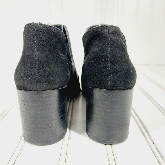 Charles David Black Leather Slip On Cut Out Block Heel Ankle Boots D833 - Picture 6 of 13